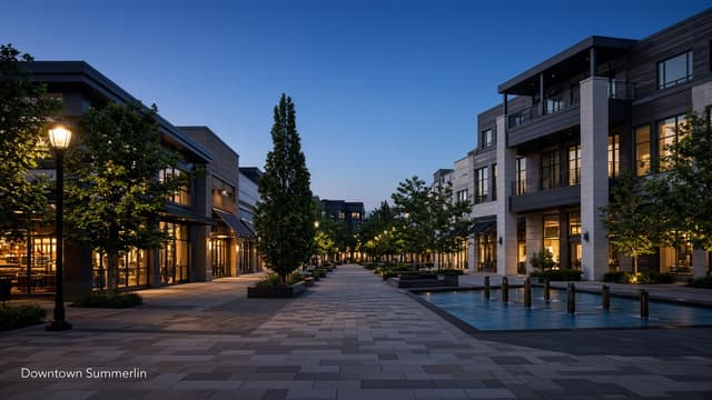 Downtown Summerlin real estate and walkable mixed-use buildings